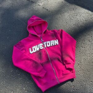Full Zip-Up Hoodie - Pink/Rose Petal